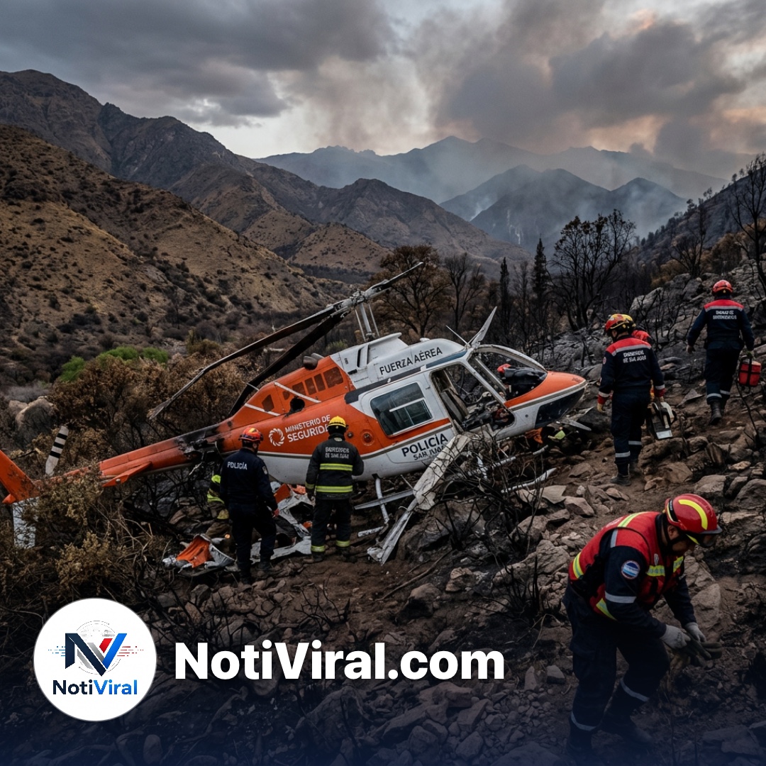Tragedia en San Juan: cayó un helicóptero y murieron sus siete tripulantes